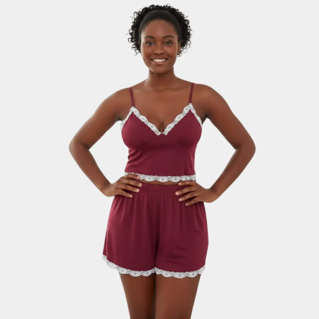 [LN-FPY-00000201] Pyjama deux pièces -Étoile Douce (Rouge Foncé, M)