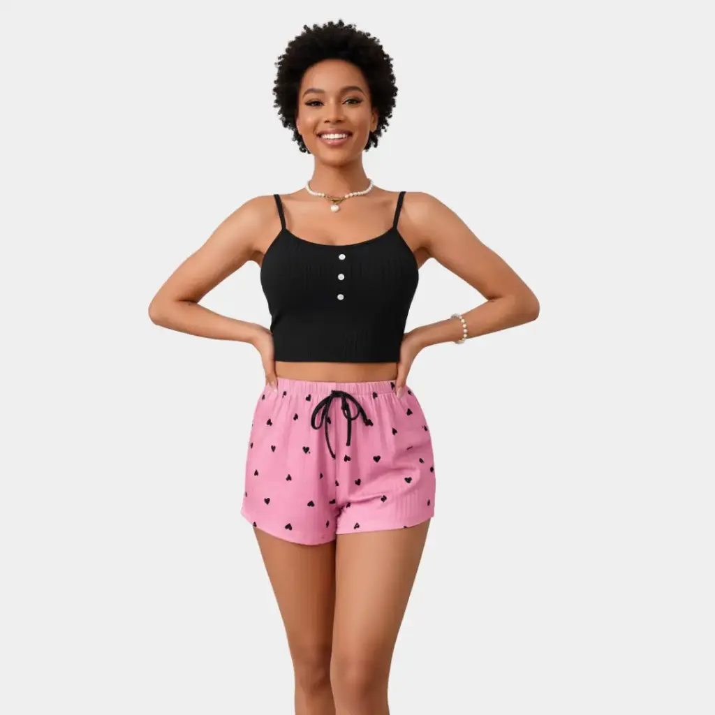 [LN-FPY-00000301] Pyjama deux pièces -Douce Évasion (Noir, M)