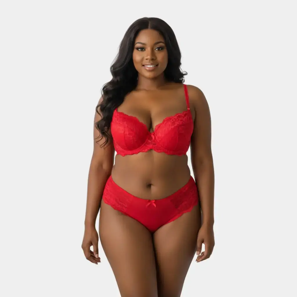 [LN-FES-00000803] Ensemble soutien-gorge -Fleur d’Amour (Rouge, 34/75)